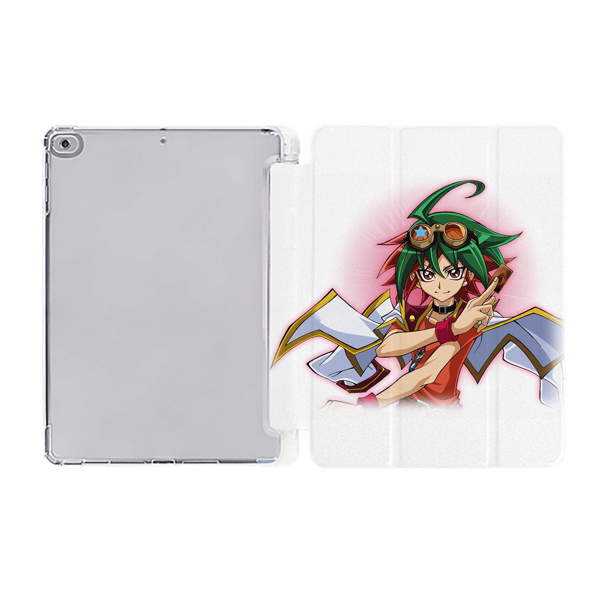 （画像用） 遊☆戯☆王 Yu-Gi-Oh! IPad ケース ペン収納付き 三つ折りスタンド PUレザー×シリコン 対応機種9.5/10.5/10.9インチ